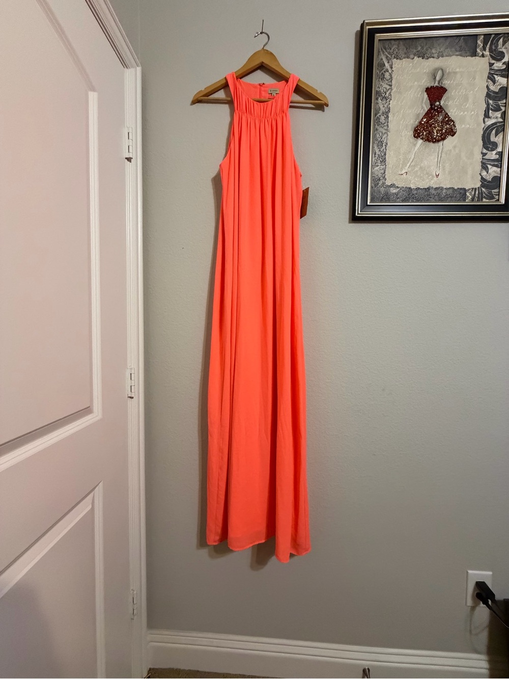 Daniel Cremieux Coral-Orange Sleeveless Maxi Dress